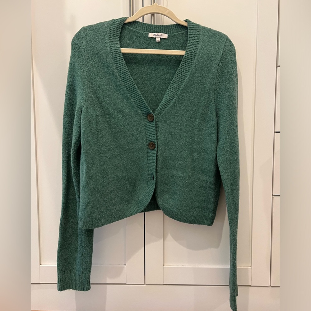 Cropped wool blend cardigan